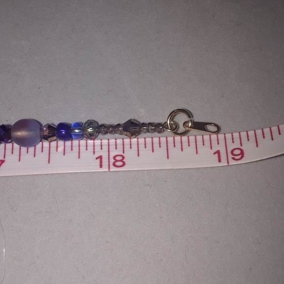 Blue Crystal Glass and Shell Necklace with Gold - Picture 4 of 6